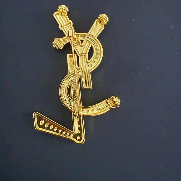 New Yves Saint Laurent Gold and Multicolor Brooch - Picture 2 of 2